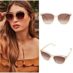 Rachel Zoe Nina Cat Eye Sunglasses in Beige with Croc Skin Case